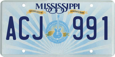 MS license plate ACJ991