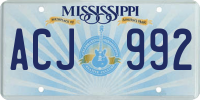 MS license plate ACJ992