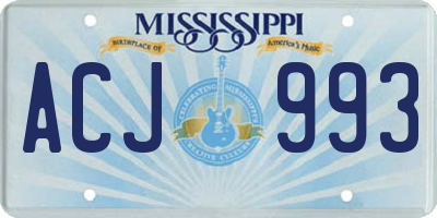 MS license plate ACJ993