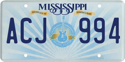 MS license plate ACJ994