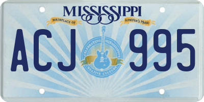 MS license plate ACJ995