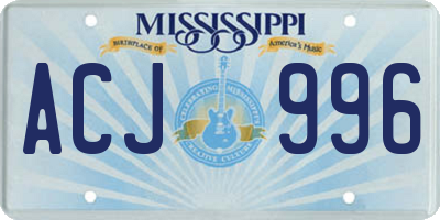 MS license plate ACJ996