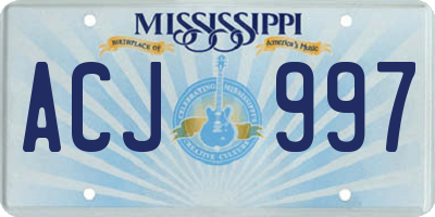 MS license plate ACJ997