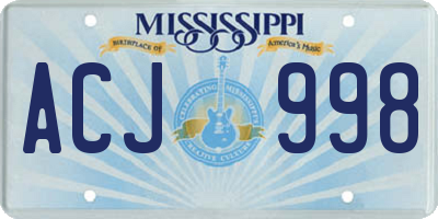MS license plate ACJ998
