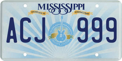 MS license plate ACJ999