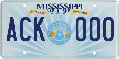 MS license plate ACK000