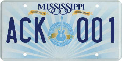 MS license plate ACK001