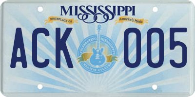 MS license plate ACK005