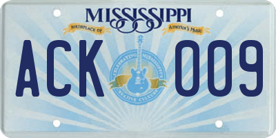 MS license plate ACK009