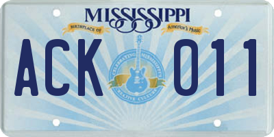 MS license plate ACK011