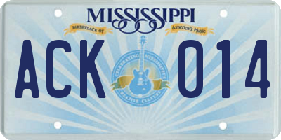 MS license plate ACK014