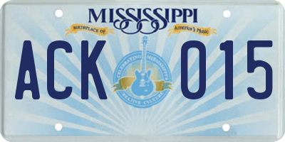 MS license plate ACK015