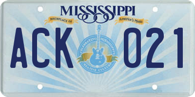 MS license plate ACK021