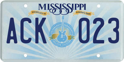 MS license plate ACK023