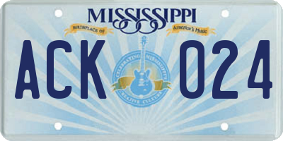 MS license plate ACK024