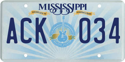MS license plate ACK034