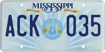 MS license plate ACK035