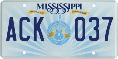 MS license plate ACK037
