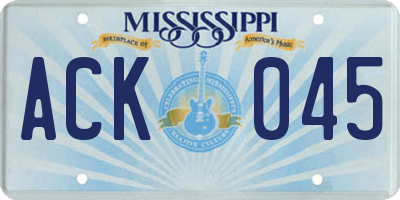 MS license plate ACK045
