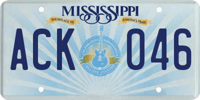 MS license plate ACK046