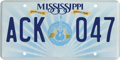MS license plate ACK047