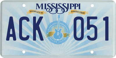 MS license plate ACK051