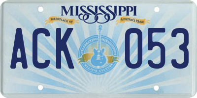 MS license plate ACK053