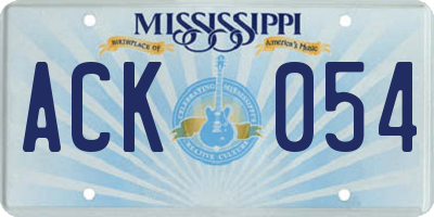MS license plate ACK054