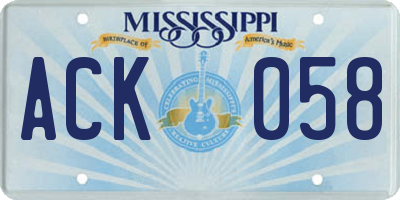 MS license plate ACK058