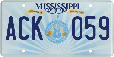 MS license plate ACK059