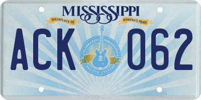 MS license plate ACK062