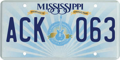 MS license plate ACK063