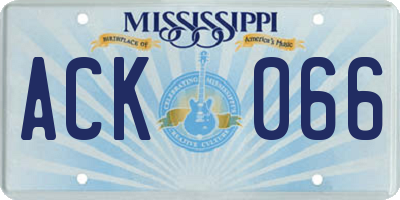 MS license plate ACK066