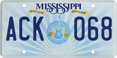 MS license plate ACK068