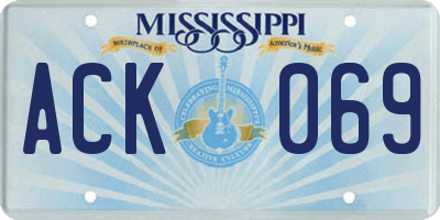 MS license plate ACK069
