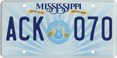 MS license plate ACK070