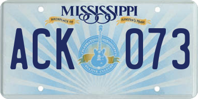MS license plate ACK073