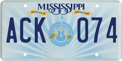 MS license plate ACK074
