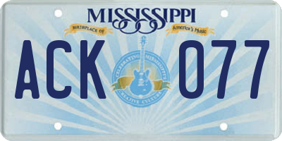 MS license plate ACK077