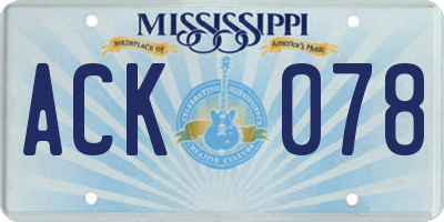 MS license plate ACK078