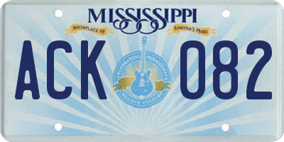 MS license plate ACK082