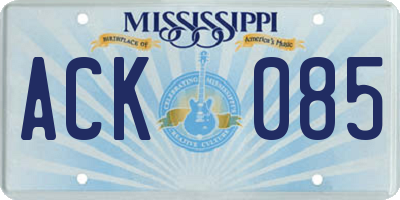 MS license plate ACK085
