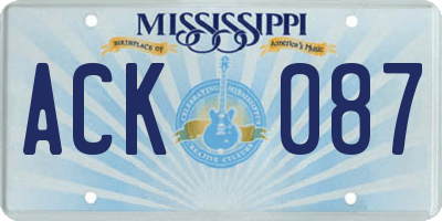 MS license plate ACK087