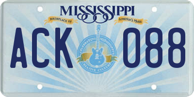 MS license plate ACK088