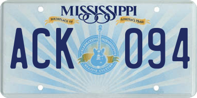 MS license plate ACK094