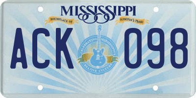 MS license plate ACK098