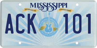 MS license plate ACK101