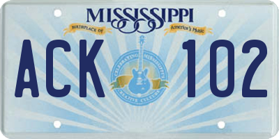 MS license plate ACK102