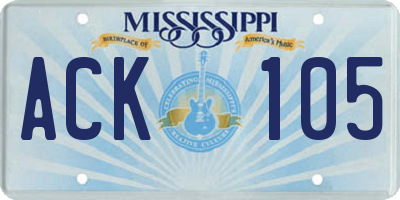 MS license plate ACK105