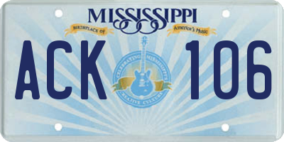 MS license plate ACK106